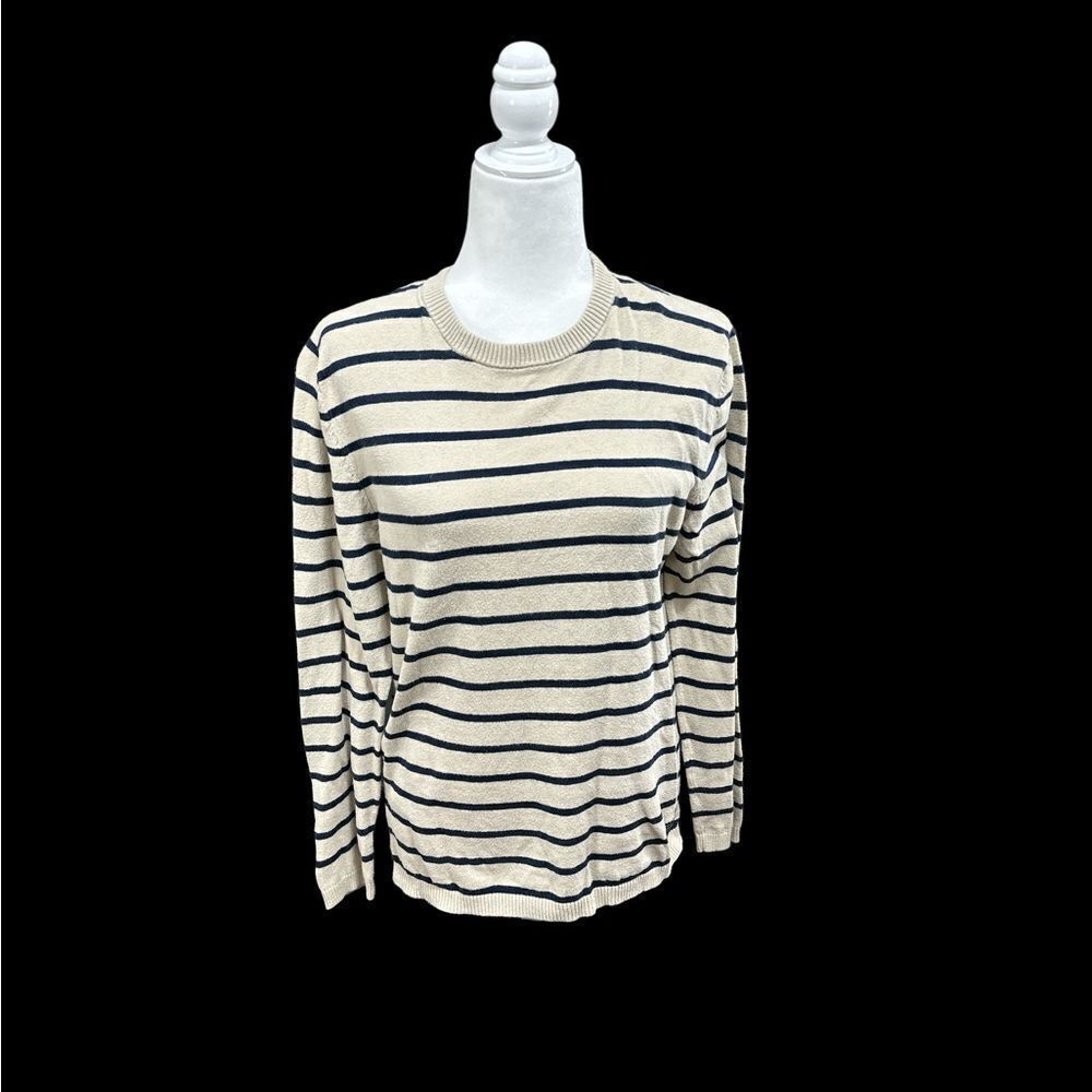 Jack and Jones cream and navy striped sweater